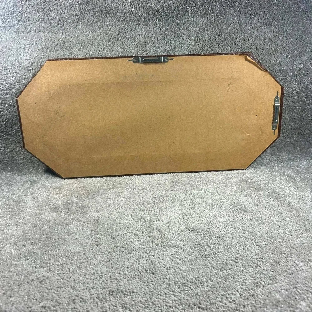 Octagon Wall Mirror Gold Brown Wood Frame Vintage Regency